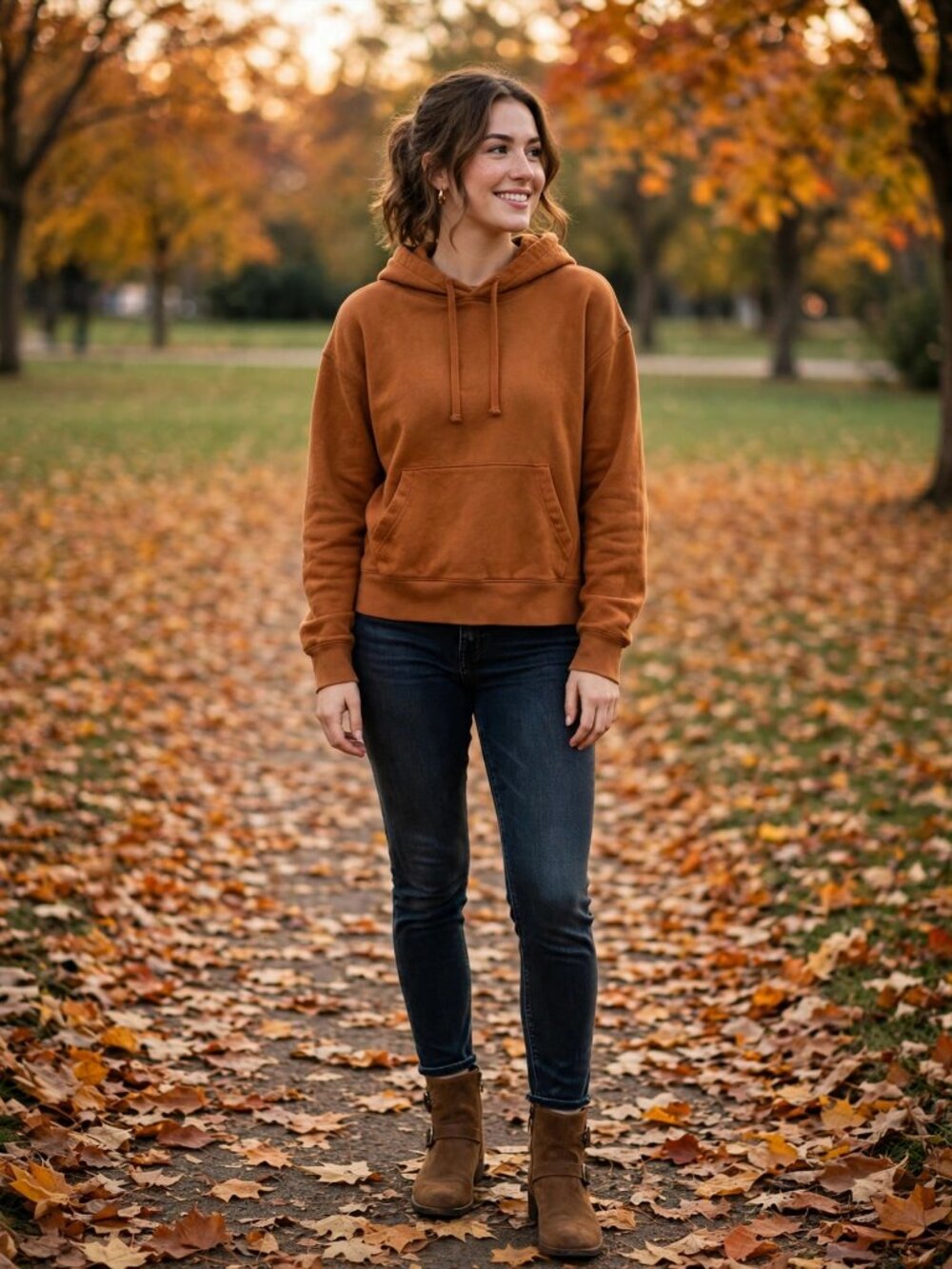 Everlane Hoodie M Amber Rust Pullover Kangaroo Pocket Cozy Fall Sweatshirt